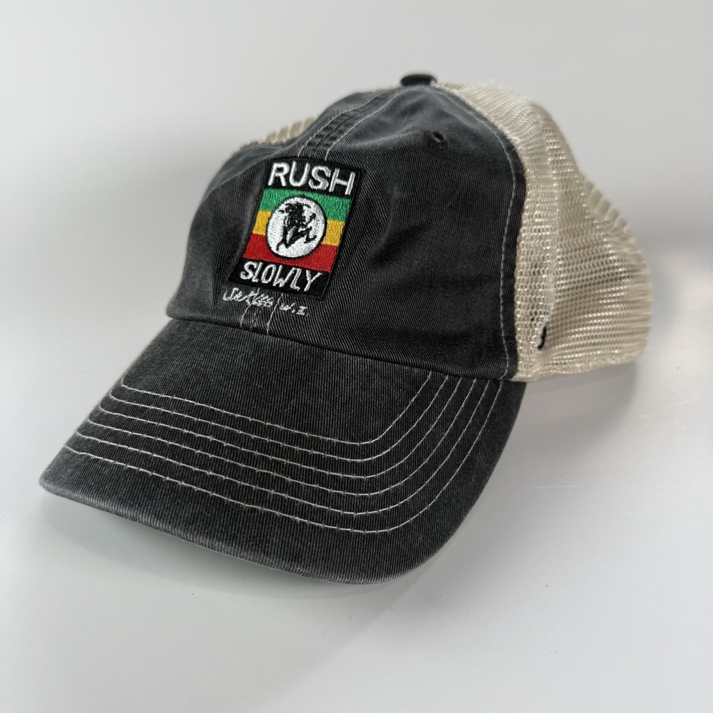 Rush Slowly Reggae Beach Bar St. Kitts Hat Mesh Snapback Cap Rasta Vacation